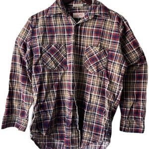1960s 60s Vintage Vaultline Sanforized Flannel Loop Shirt M Workwear Kurt Cobain